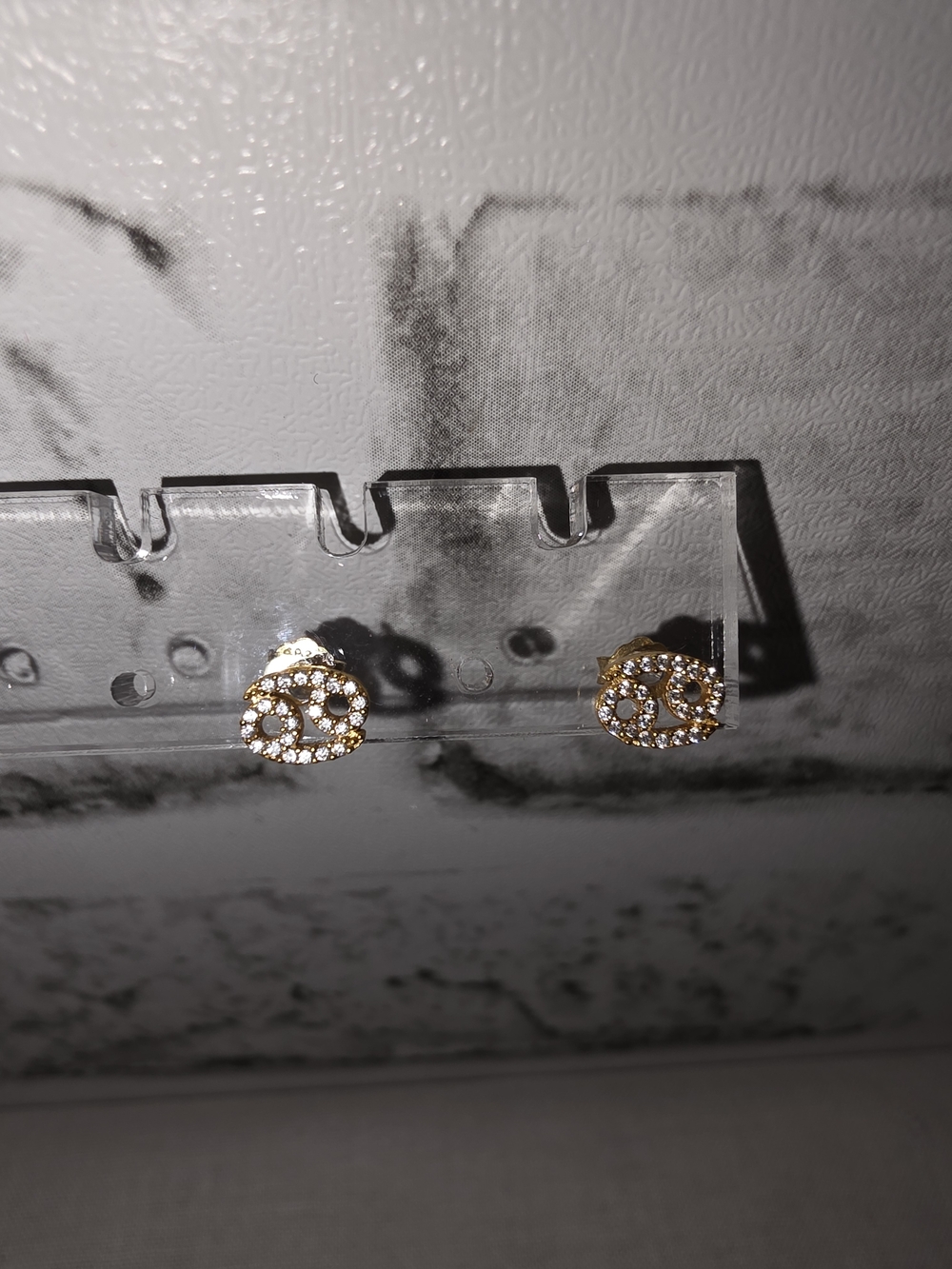 Gold Crystal Cancer Horoscope Earrings